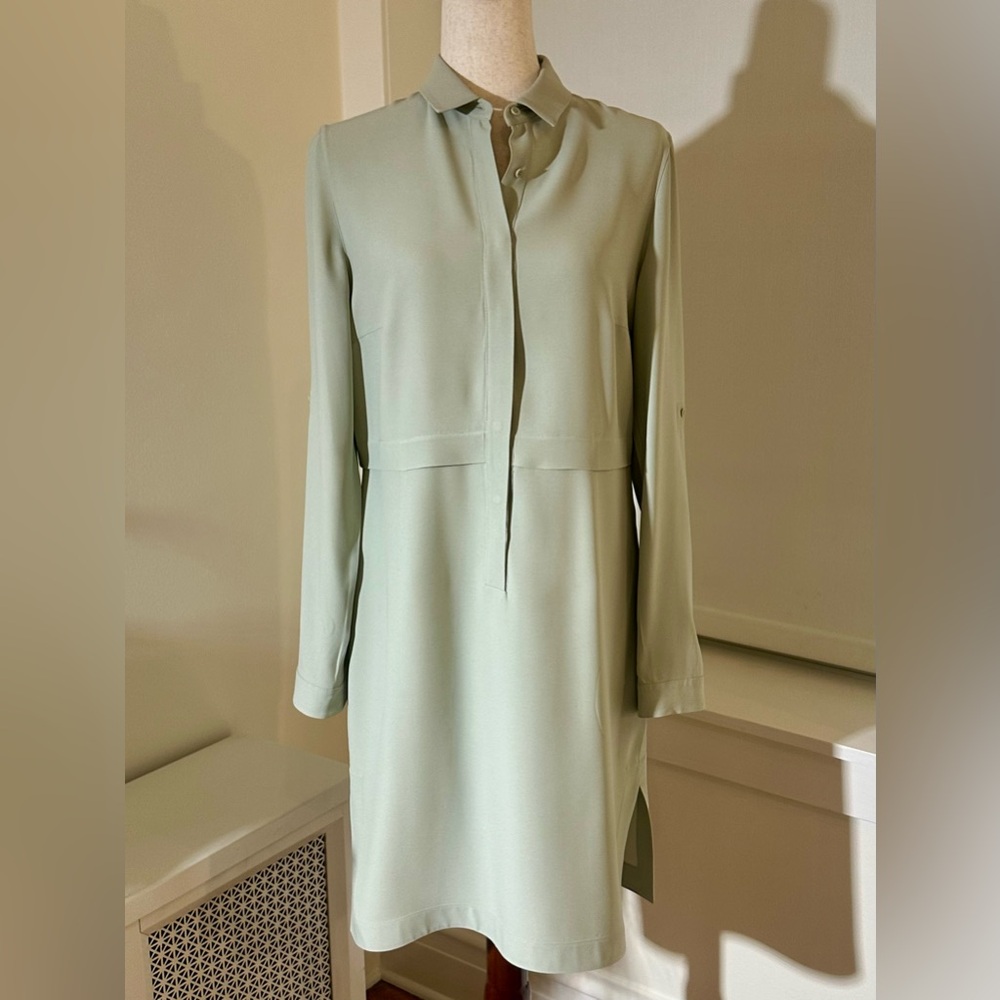 Akris for Saks Fifth Avenue Sage Green Long Sleeve Dress